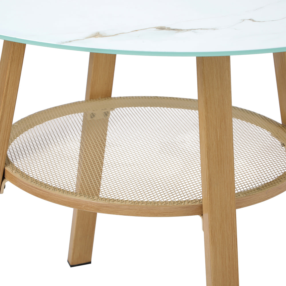 Outdoor Dining Table w/ Storage Shelf Brown 90cm