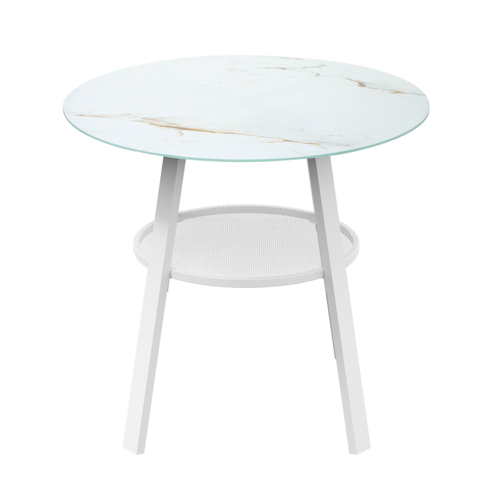 Outdoor Dining Table w/ Storage Shelf White 90cm