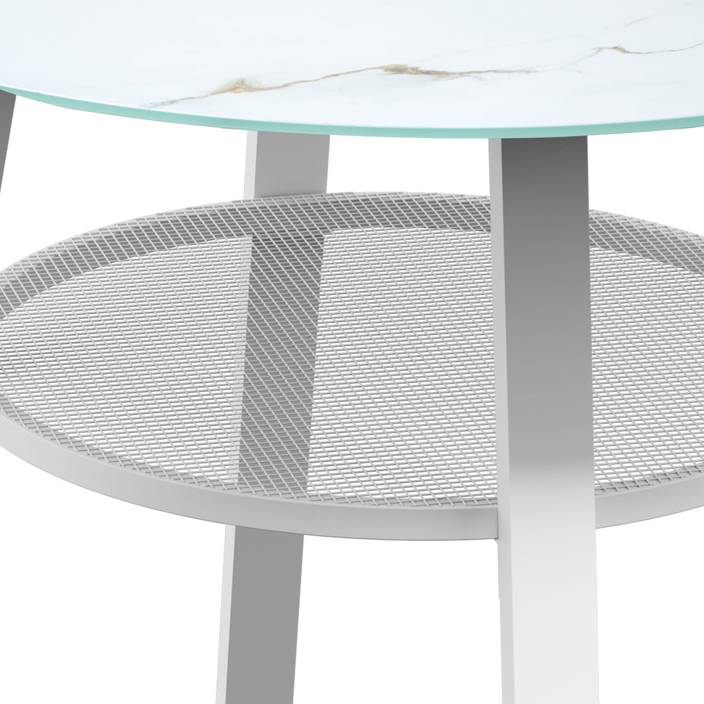 Outdoor Dining Table w/ Storage Shelf White 90cm