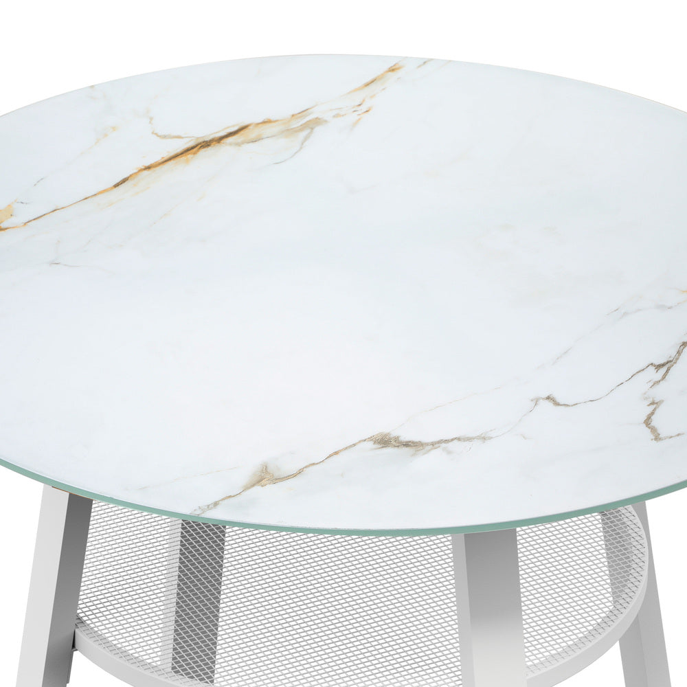 Outdoor Dining Table w/ Storage Shelf White 90cm