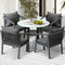 5PC Outdoor Dining Set Table with 4 Lounge Chairs Grey Cushions