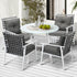 Outdoor Dining Set 4 Seater Rattan Armchair Glass Table