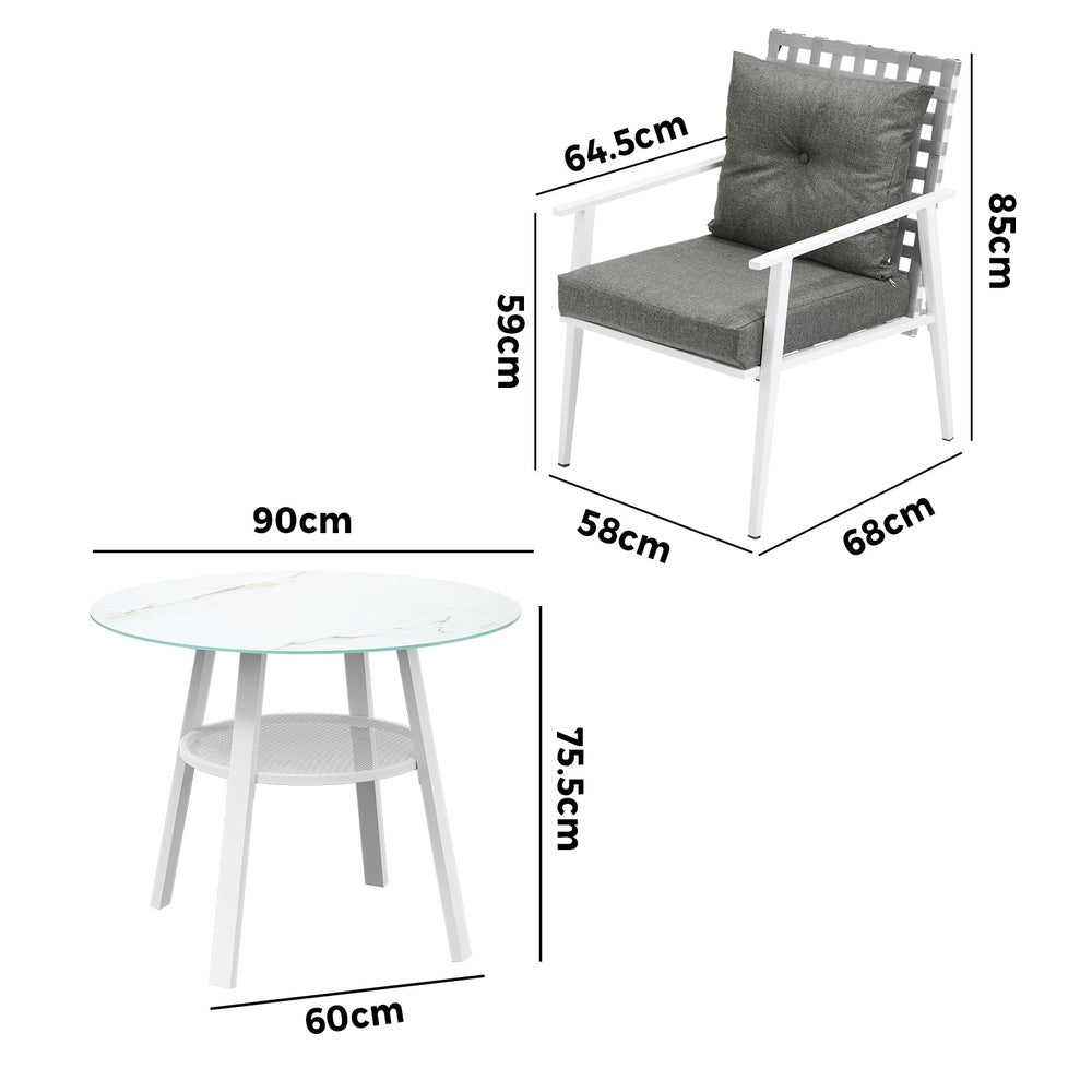 Outdoor Dining Set 4 Seater Rattan Armchair Glass Table