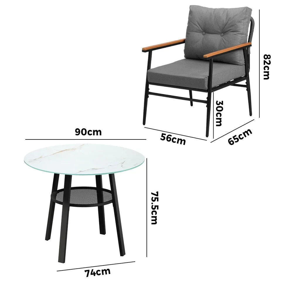 Outdoor Dining Set 5PC Lounge Setting Table Storage Shelf