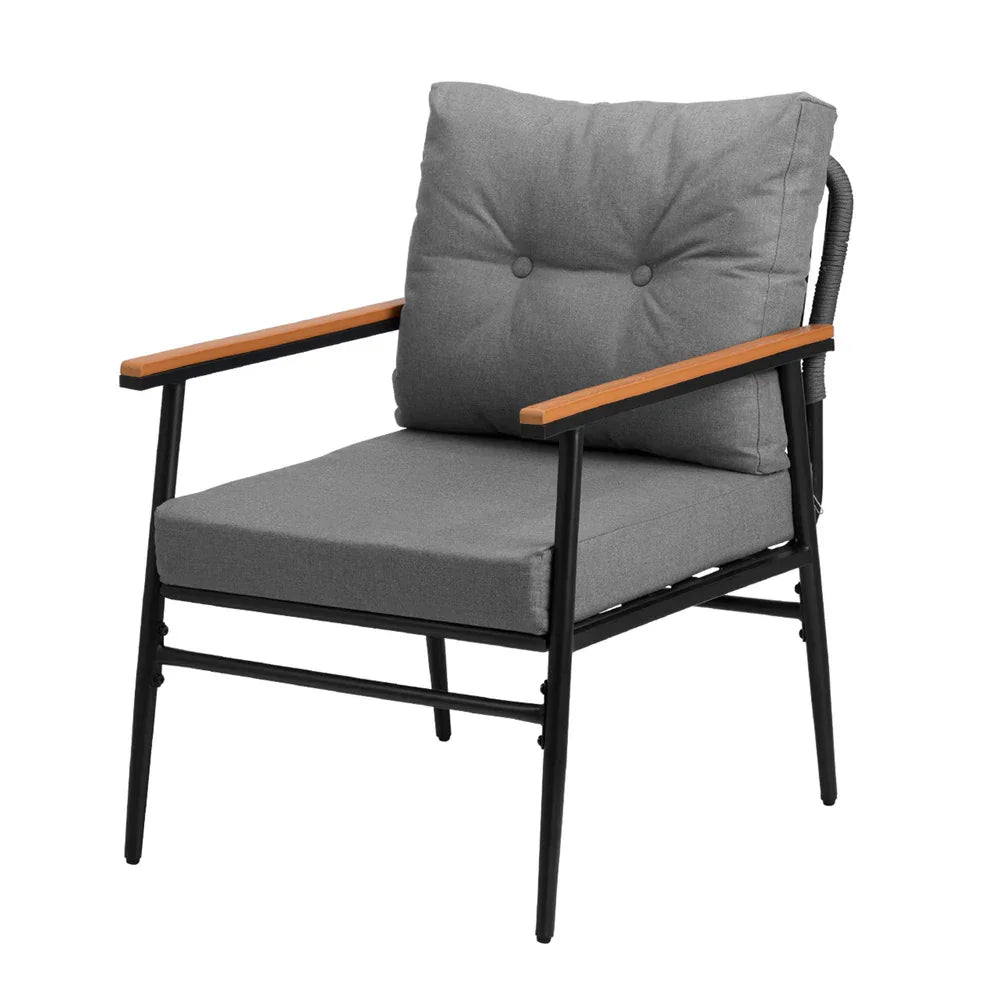 Outdoor Dining Set 5PC Lounge Setting Table Storage Shelf
