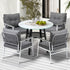 Outdoor Dining Set 4 Seater Marble Tempered Glass Table