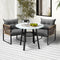 2 Seater Outdoor Patio Bistro Set Table Chairs Wicker Grey Cushions