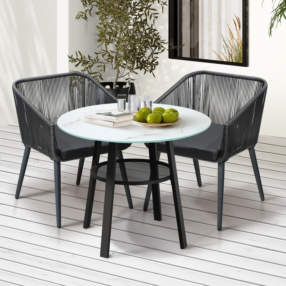 3PCS Outdoor Dining Set Marble-style Table