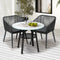 3PC Outdoor Dining Set Marble Style Table with 2 Rope Chairs Grey