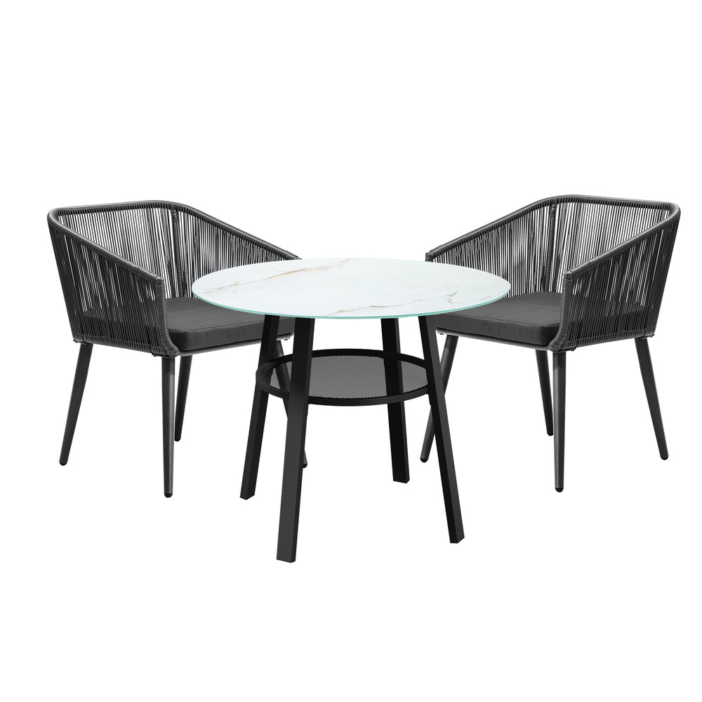 3PCS Outdoor Dining Set Marble-style Table