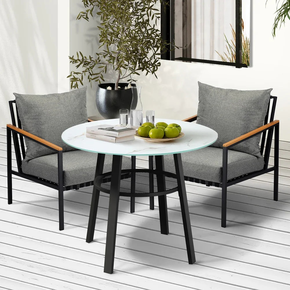 Outdoor Dining Setting Table Sofa Chairs 3PCS