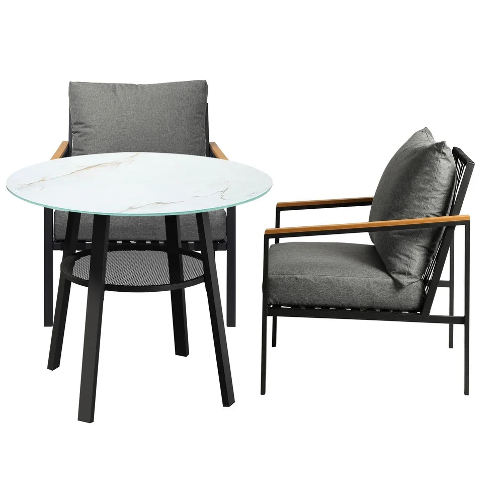 Outdoor Dining Setting Table Sofa Chairs 3PCS