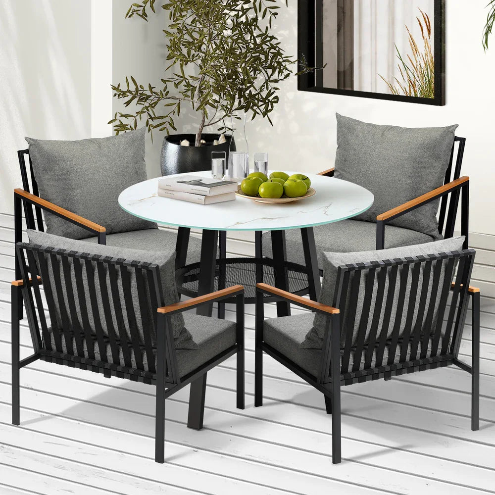 Outdoor Dining Setting Table Sofa Chairs 5PCS