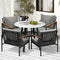 5PC Outdoor Dining Set Table with 4 Sofa Chairs Grey Cushions