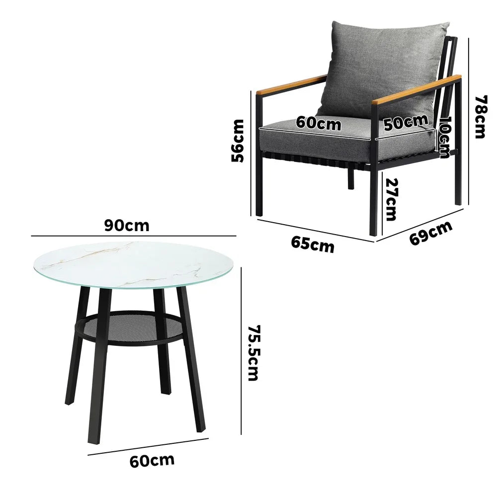 Outdoor Dining Setting Table Sofa Chairs 5PCS