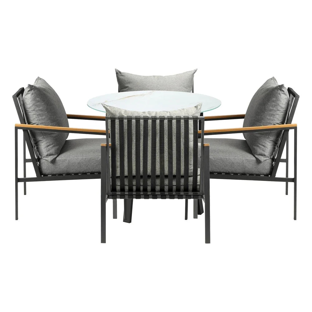 Outdoor Dining Setting Table Sofa Chairs 5PCS