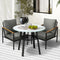 3PC Outdoor Bistro Set Table with 2 Sofa Chairs Grey Cushions