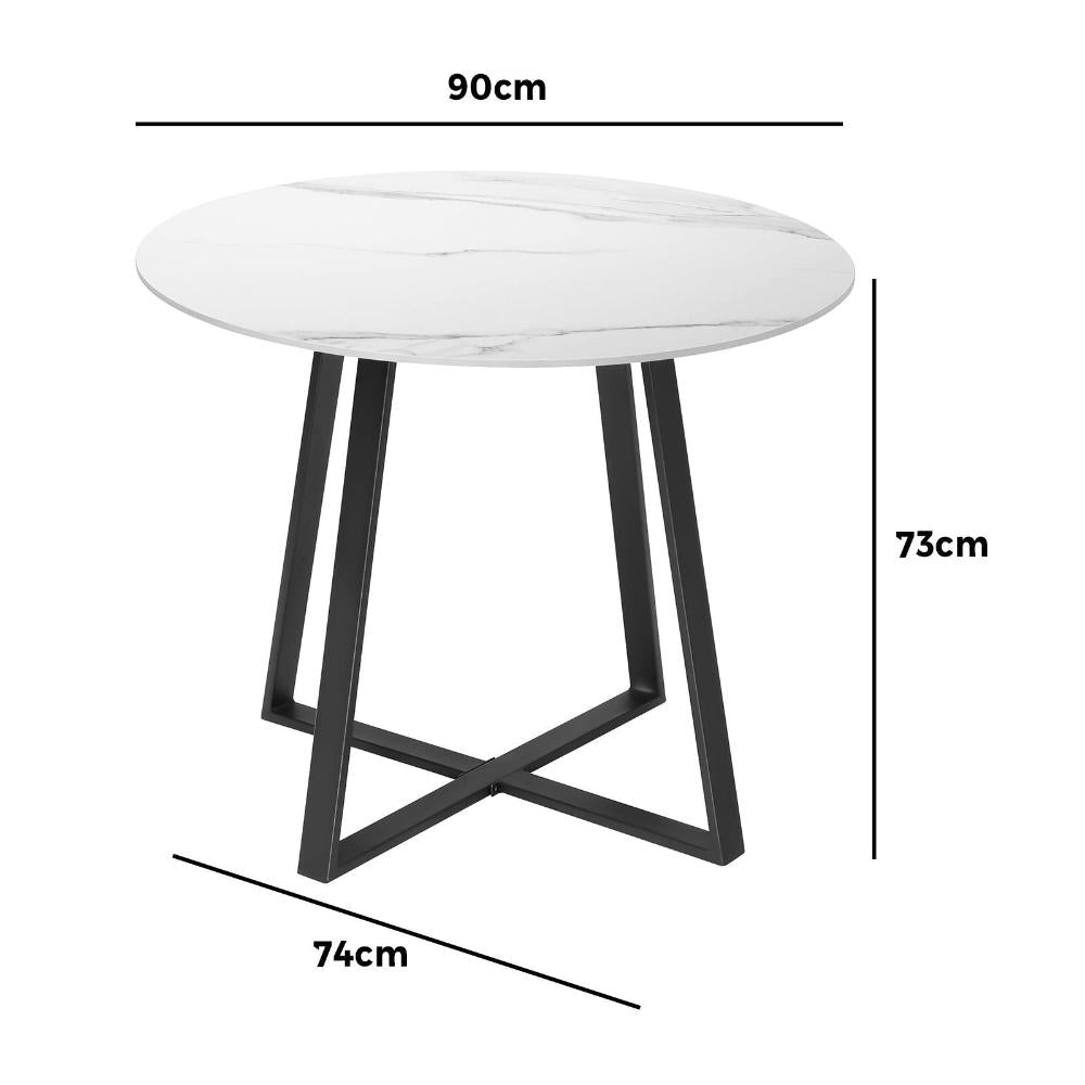 90cm Outdoor Dining Sintered Stone Table Black