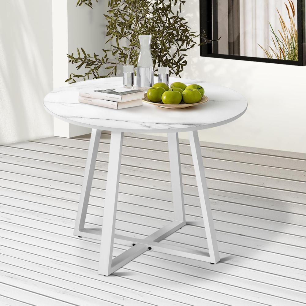90cm Outdoor Dining Sintered Stone Table White
