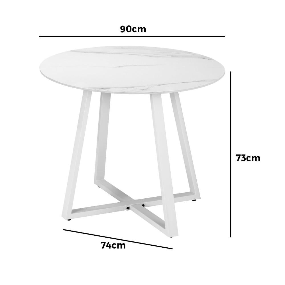 90cm Outdoor Dining Sintered Stone Table White