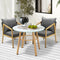 3PC Outdoor Dining Set 90cm Table with 2 Lounge Chairs Grey