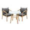 3PCS Outdoor Dining Set 90cm Table Lounge Chairs