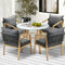 Livsip 5PC Outdoor Dining Set 90cm Table with 4 Lounge Chairs Grey