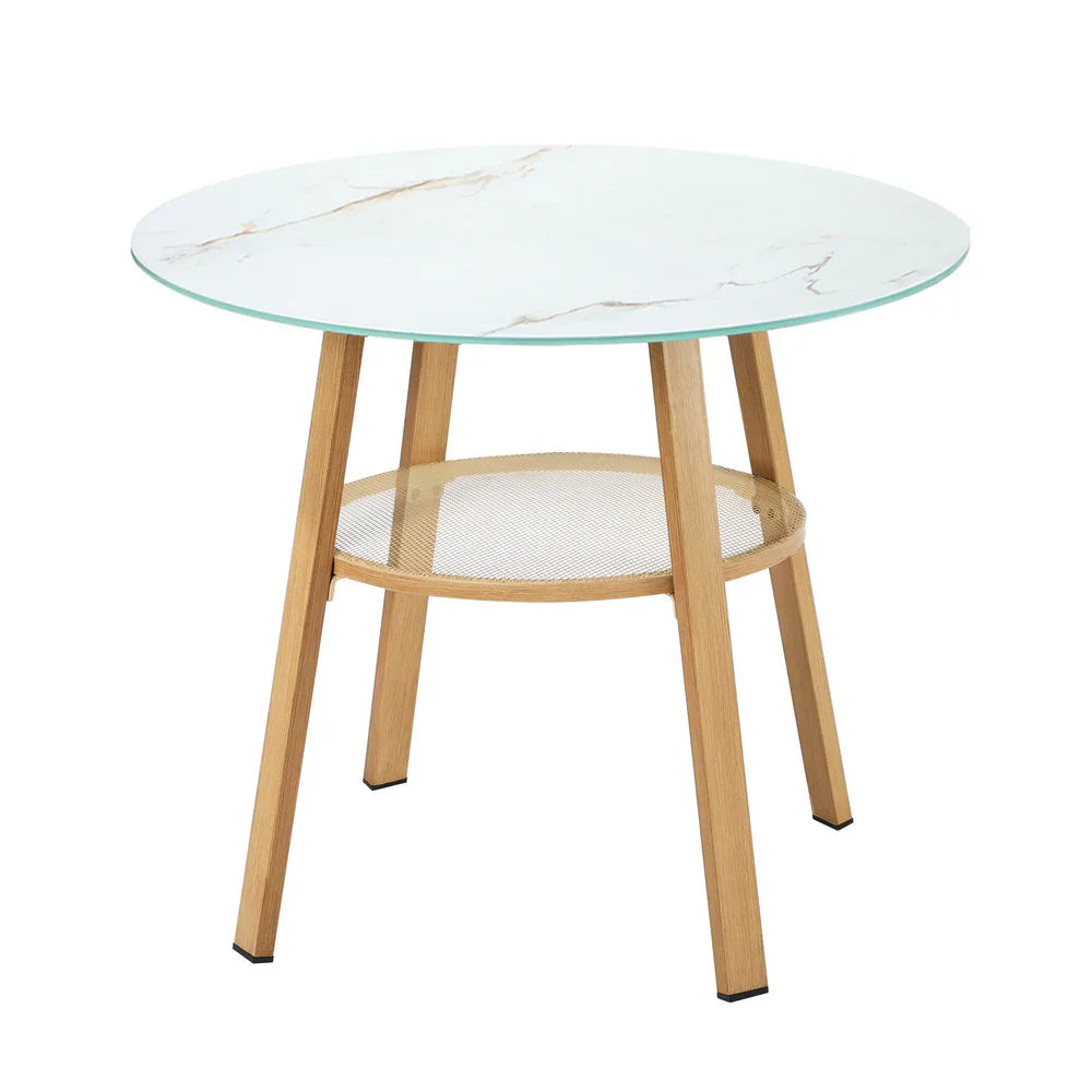 3PCS Outdoor Furniture Dining Set Table with Storage Shelf