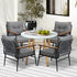 5PCS Outdoor Furniture Dining Set Table with Storage Shelf