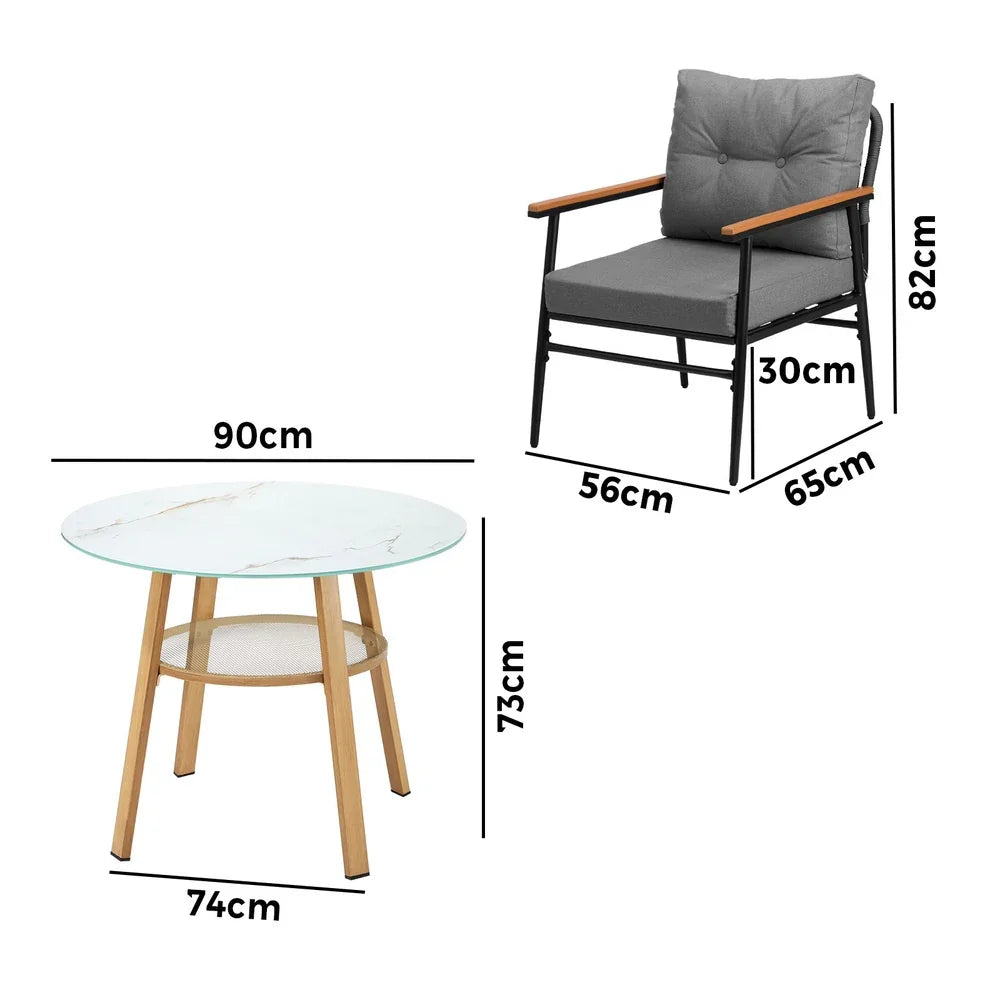 5PCS Outdoor Furniture Dining Set Table with Storage Shelf