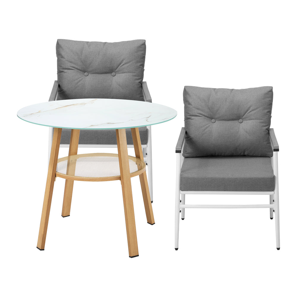 Outdoor 3PCS Dining Set Table with Storage Shelf