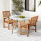 Livsip 3PC Outdoor Dining Set Ceramic Table with Solid Wood Chairs