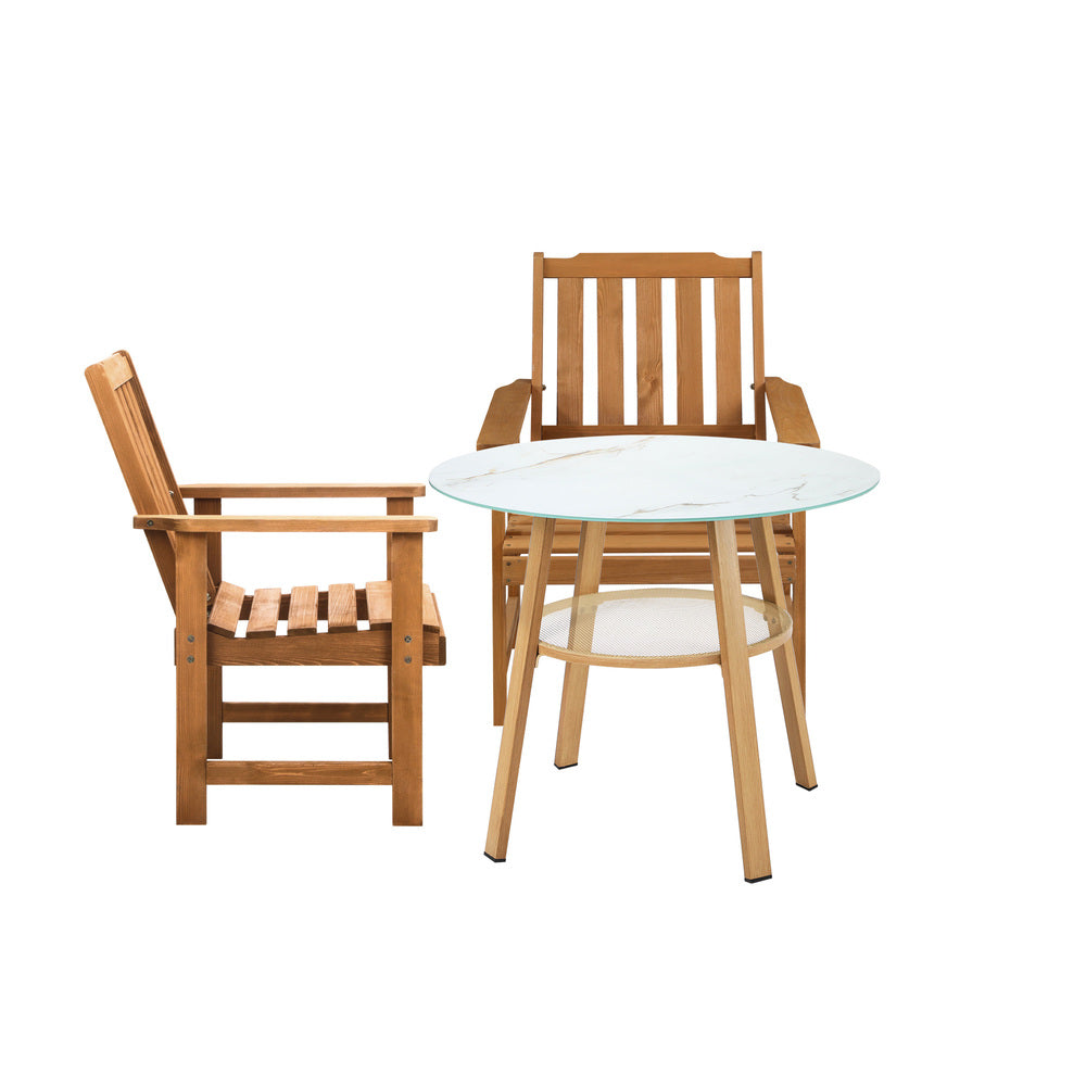 3PC Outdoor Dining Set Solid Wood Chair and Table