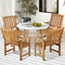 5PC Outdoor Dining Set Ceramic Table with Solid Wood Chairs
