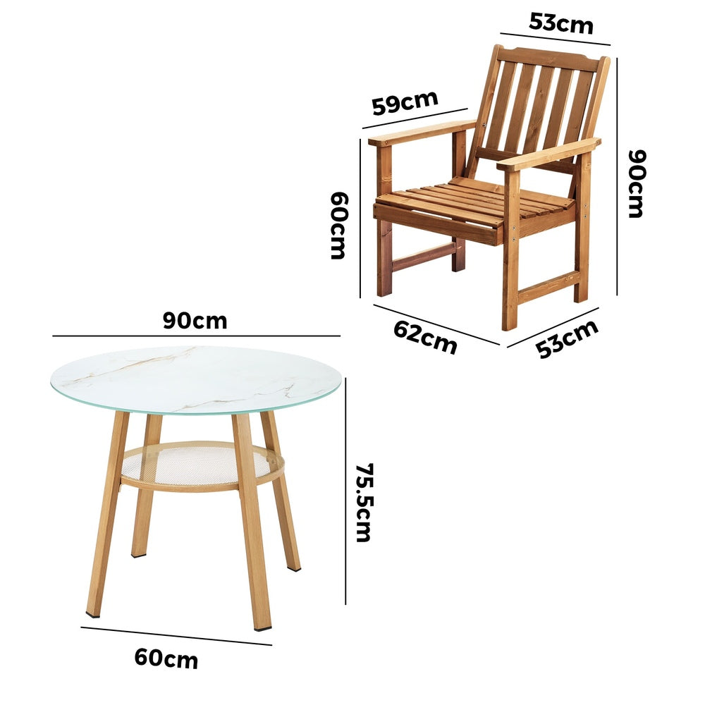 5PC Outdoor Dining Set Solid Wood Chair and Table