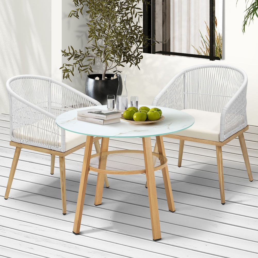 3 Piece Outdoor Dining Set Table Lounge Chairs