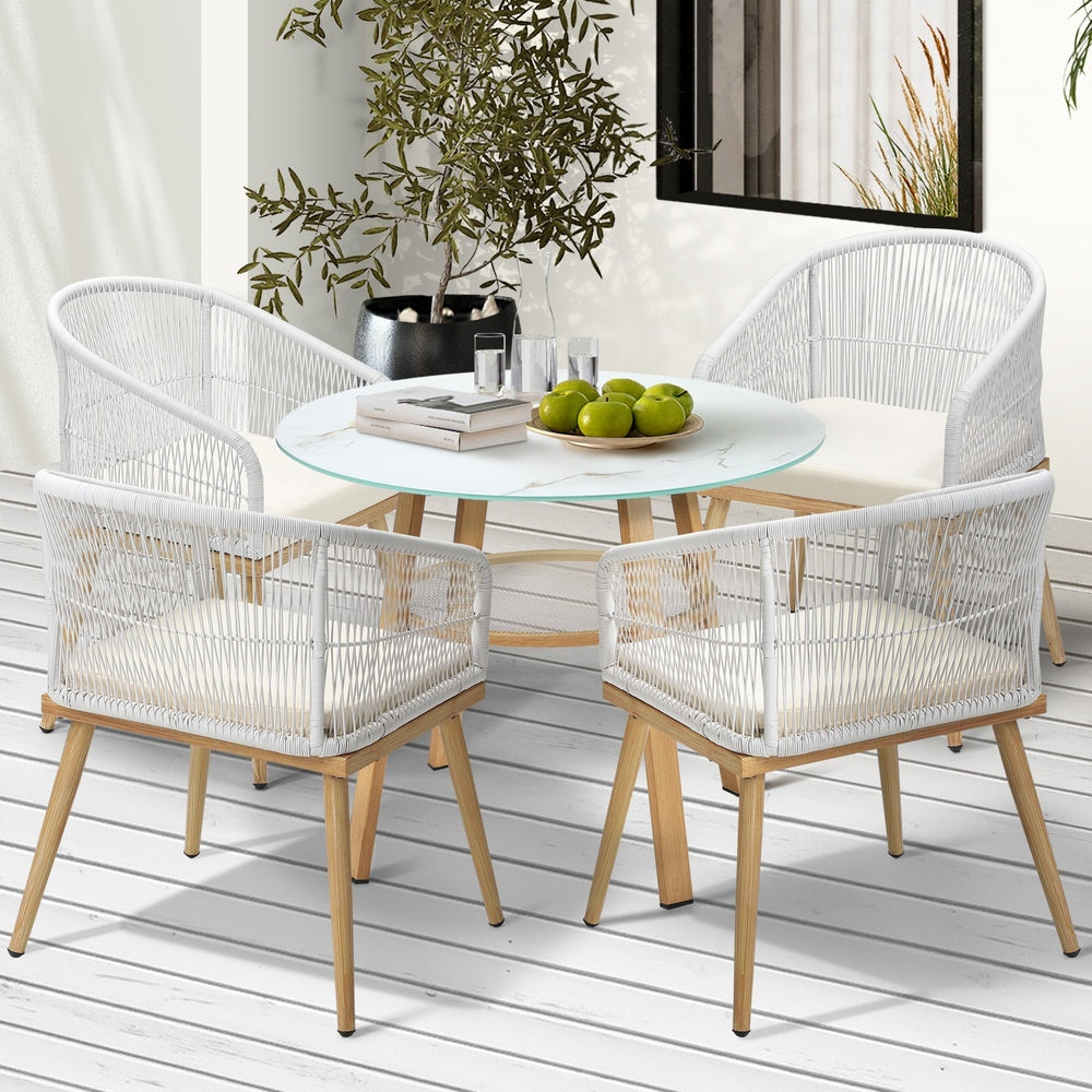 5 Piece Outdoor Dining Set Table Lounge Chairs