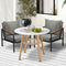 Livsip 3PC Outdoor Dining Set Table with Storage Shelf 2 Chairs Grey