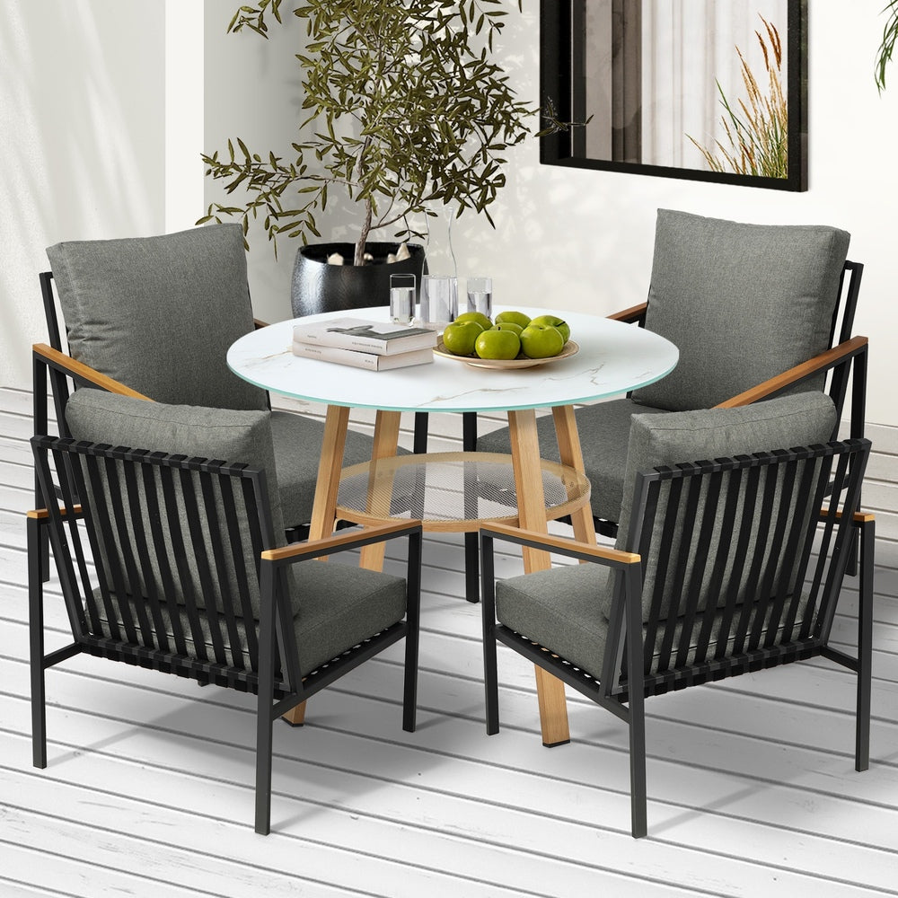 Outdoor Patio Set Lounge Bistro Dining Set 4 Seater