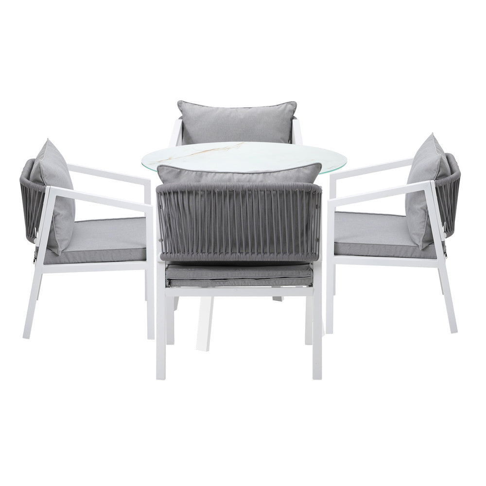 Outdoor Dining Setting Lounge Chair Bistro Set 5PCS White
