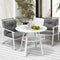 3 Piece Outdoor Dining Set Marble Table Rattan Chairs Grey