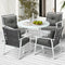 Livsip 5 Piece Outdoor Dining Set Marble Look Table & Rattan Chairs