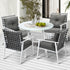 Outdoor Dining Set 5PCS Marble Table Rattan Chair