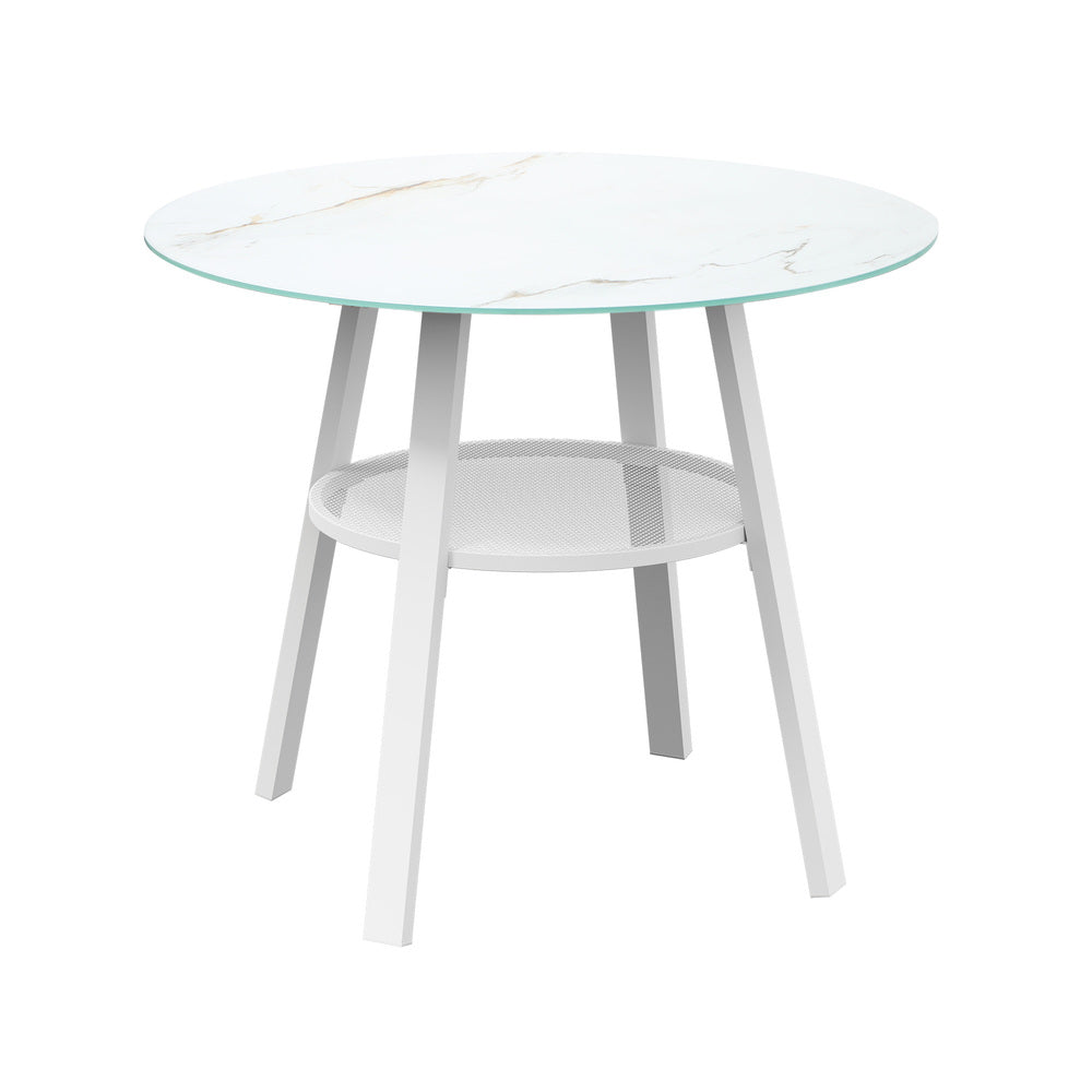 Outdoor Dining Set 5PCS Marble Table Rattan Chair