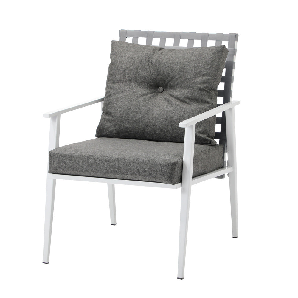 Outdoor Dining Set 5PCS Marble Table Rattan Chair