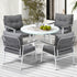 Outdoor Dining Setting 4 Seater Tempered Glass Table
