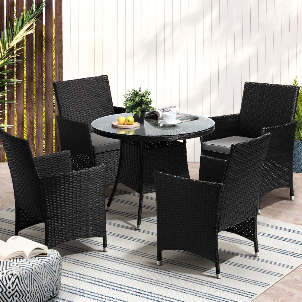 5 PCS Outdoor Dining Set Table&Chairs Lounge Setting