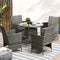 Livsip 5 Piece Wicker Outdoor Dining Set Table 4 Chairs Grey