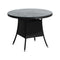 Outdoor Dining Table 90CM Glass Tabletop Black Rattan