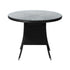 Outdoor Dining Table 90CM Glass Tabletop Black Rattan